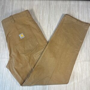 Carhartt Relaxed Fit Work Pants Khaki Mens 36x32 Cotton Canvas Utility
